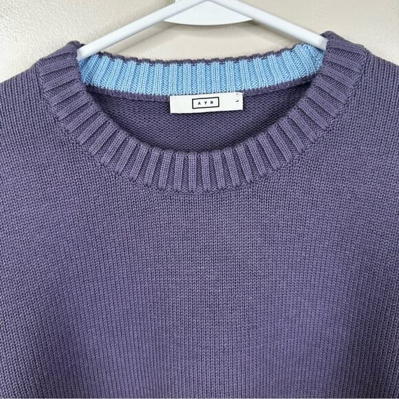 AYR The Yachty Sweater Mens Large Colorblock Merino Wool Cotton Pullover NEW - Picture 3 of 7
